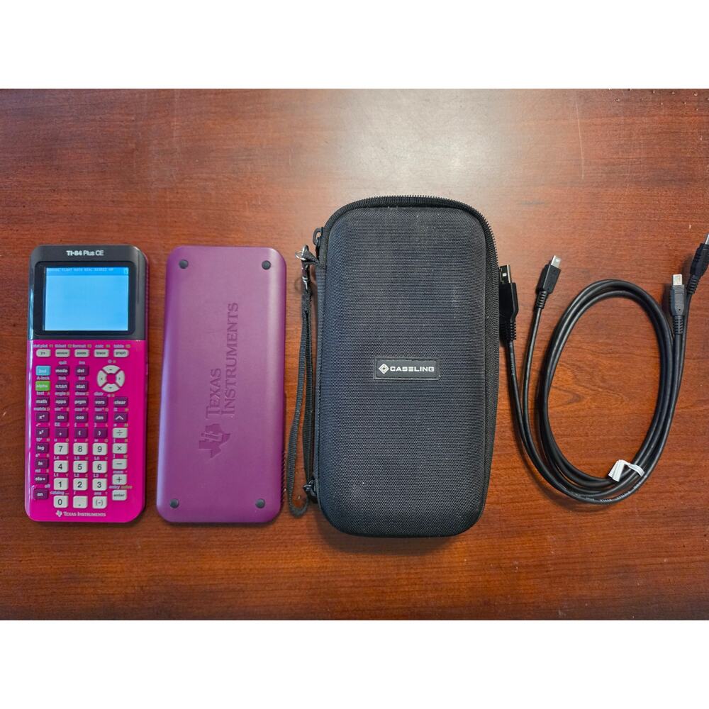 Texas Instruments TI‑84 Plus CE Pink Calculator w/ Cover, Case & Charger